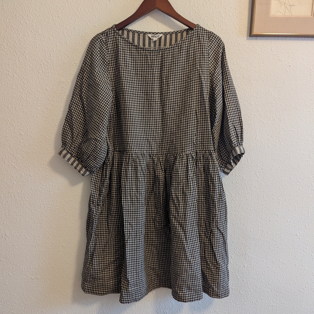 Mixed By Nasrin Black and White Gingham Dress